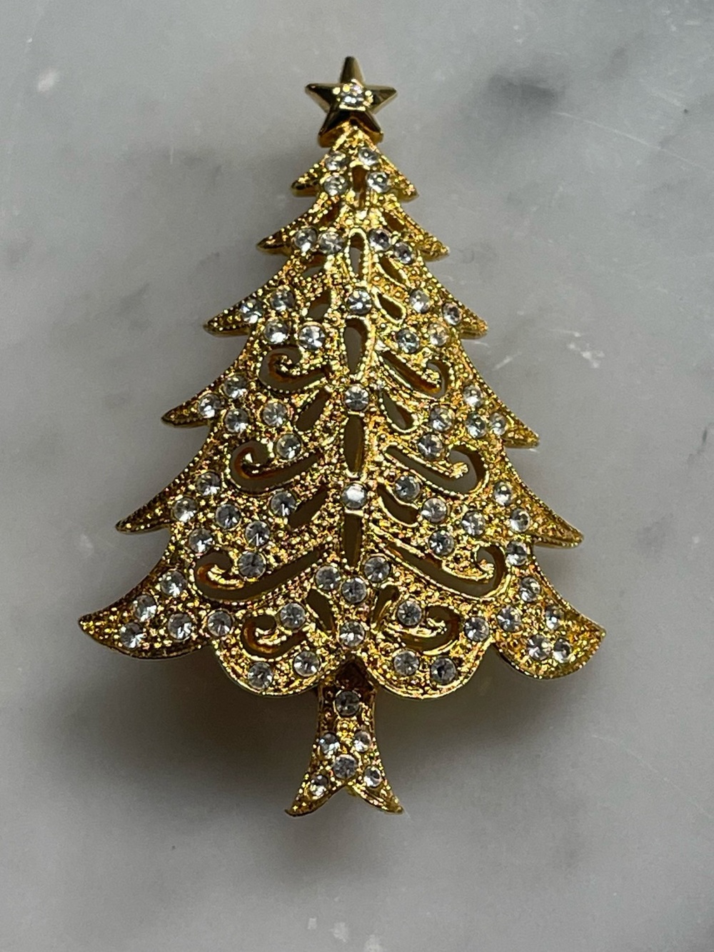 Festive Vintage Christmas Tree Brooch
